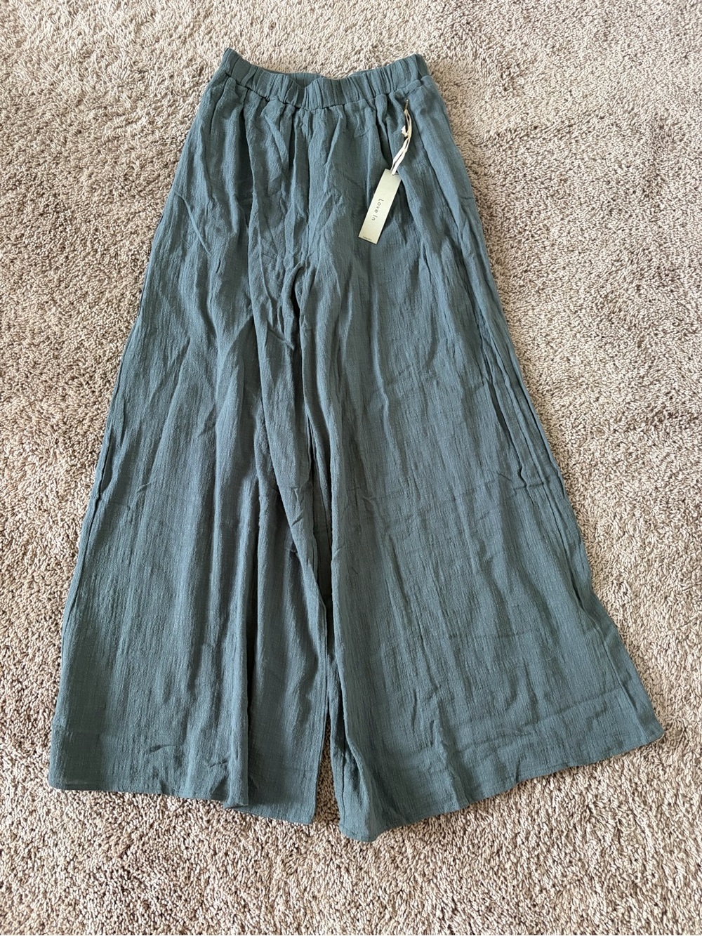 Love in Wide Leg Gauze Pants in Sage Green